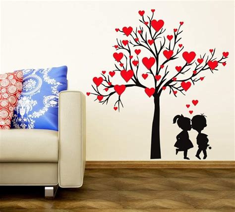 Buy Decals Design 'Heart Shaped Leaves with Loving Couple' Wall Sticker ...