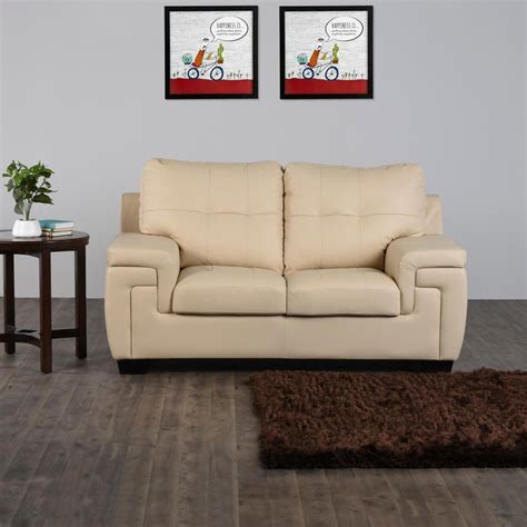 Buy Kassel Faux Leather 2-Seater Sofa - Beige from Home Centre at just ...