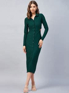 CHEMISTRY Women Bodycon Green Knee Length Dress - Buy CHEMISTRY Women ...