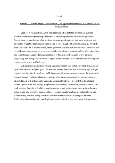 Draft crop - Draft on Element 1 – Written Report: Crop Nutrition (This ...