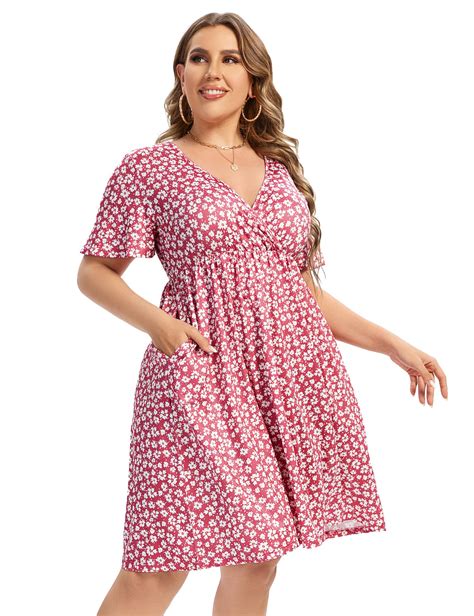 **BUNDLE OF 2** AMZ PLUS Plus Size Casual Dress Women's V Neck A-Line ...