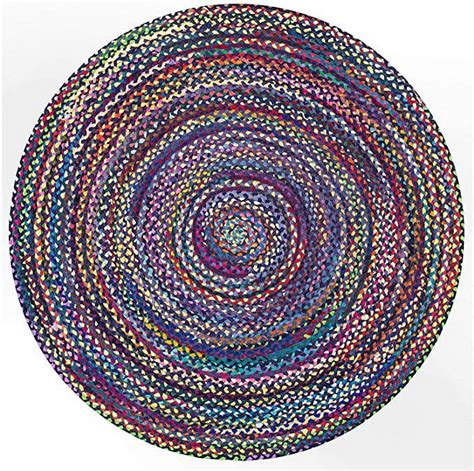 Ripaz Vogue Cotton Multi Mix Rug Round Hand Braided Area Rug (4x4 Feet Round) - Walmart.com