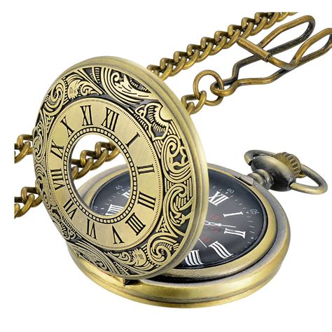 Buy LYMFHCH Vintage Roman Numerals Quartz Pocket Watch, Men Womens ...