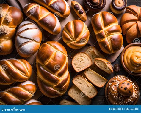 Composition of Various Types of Bread and Rolls, Ai Generated Stock ...