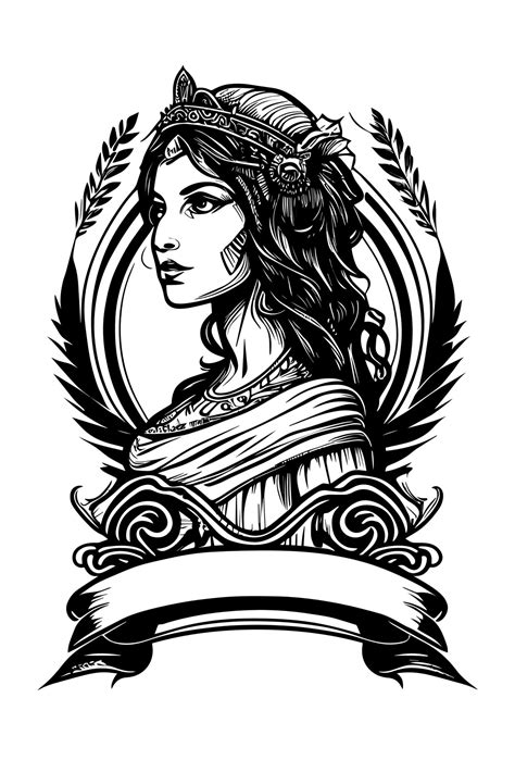 hermosa egipcio cleopatra símbolo negro y blanco mano dibujado logo ilustración 21337933 Vector ...