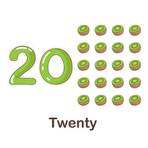 Tarjeta de vocabulario para niños. veinte con imagen de veinte | Vector ...