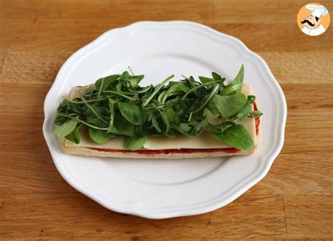 Chorizo and emmental cheese panini sandwich