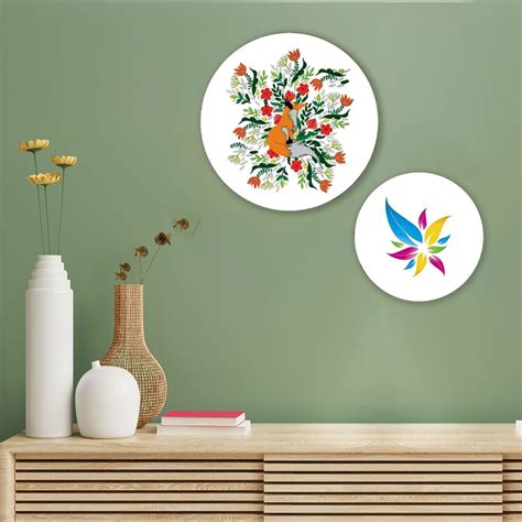 Buy SAKSHi(DECOR) Home Decoration Hanging Metal Wall Plates Set of 2 ...