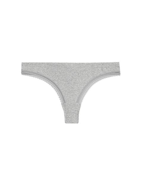 Buy Cotton Rich Ribbed Thong at Marks & Spencer