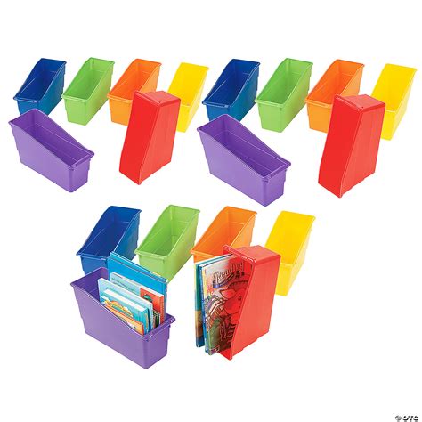 3 1/2" x 10 1/2" Bulk 18 Pc. Colorful Classroom Storage Plastic Book Bins | Oriental Trading