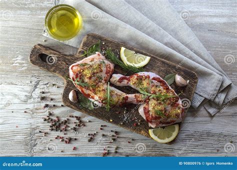 Chicken legs in marinade. stock photo. Image of marinade - 90800976