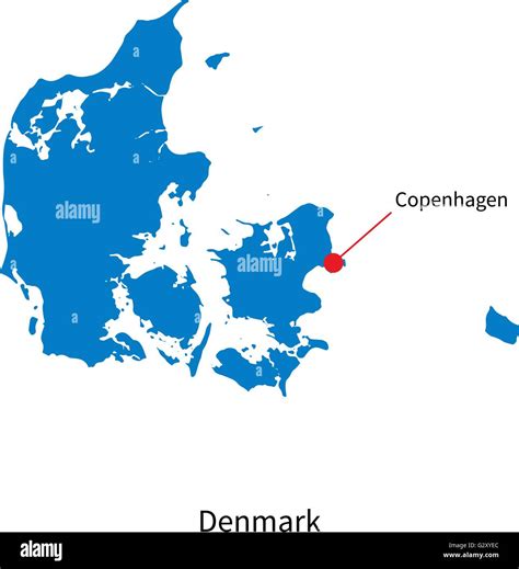 Detailed vector map of Denmark and capital city Copenhagen Stock Vector Image & Art - Alamy