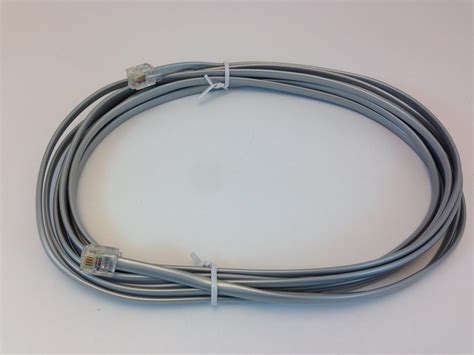 15FT TELEPHONE CABLE, SILVER SATIN WIRE, RJ-11 TO RJ-11 STANDARD 4 PIN ...