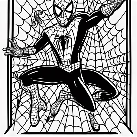 Spiderman Coloring Page Black and White · Creative Fabrica