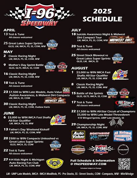 I-96 Speedway Releases 17-Event Calendar for 2025 Season