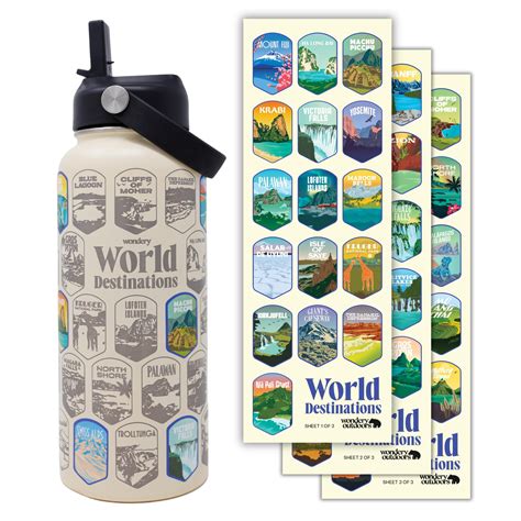 Official World Destinations Bucket List Travel Water Bottle with ...