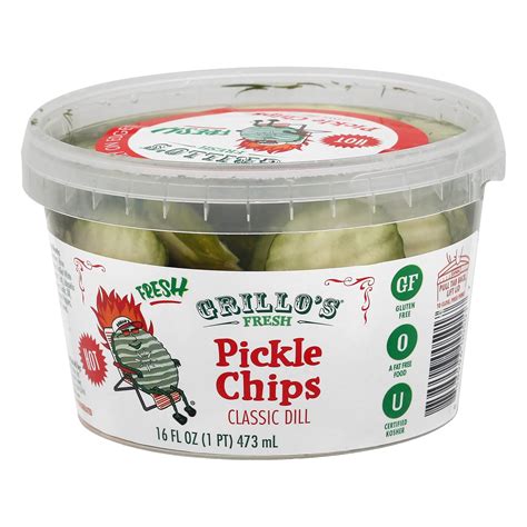 Amazon.com: Grillo's Pickles Hot Classic Dill Pickle Chips, 16 Fl Oz ...