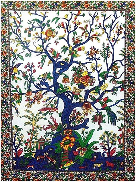 DRAVY HANDICRAFTS Mandala Tree of Life Cotton Tapestry Wall Hanging ...