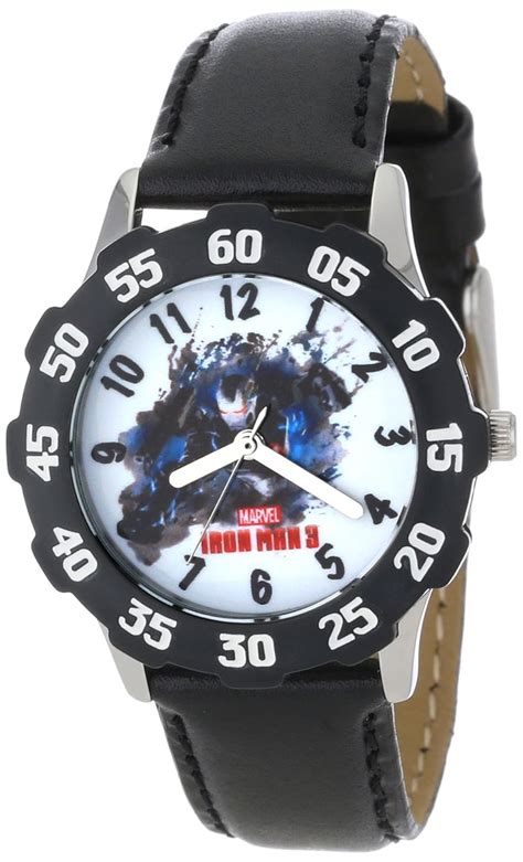 Marvel Kids' W000845 Tween Iron Man Stainless Steel Black Bezel Black ...