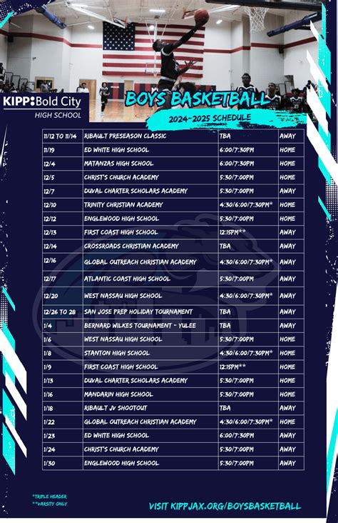 Boys Basketball Schedule 24-25 | KIPP Jacksonville Public Schools
