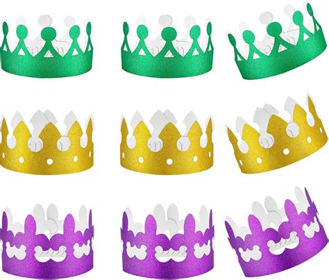 BBTO Mardi Gras Paper Crowns - 24 Pieces, Green, Gold, India | Ubuy