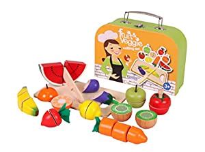 Buy Brainsmith Wooden Fruits and Vegetables Cutting Set, Baby-Safe ...