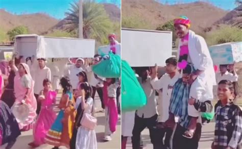 दूल्हा कंधे पर, मेहमानों के सिर पर सामान! पहले नहीं देखी होगी ऐसी बारात ...