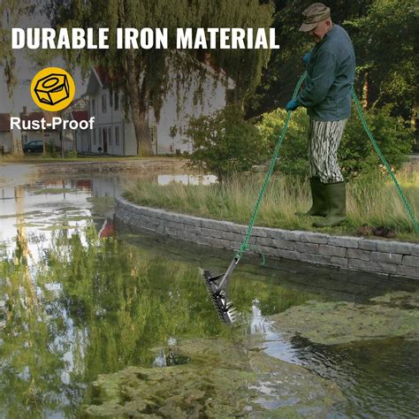 Buy VEVOR Pond Rake, 16 inch Aquatic Weed Rake, Double Sided Lake Weed ...