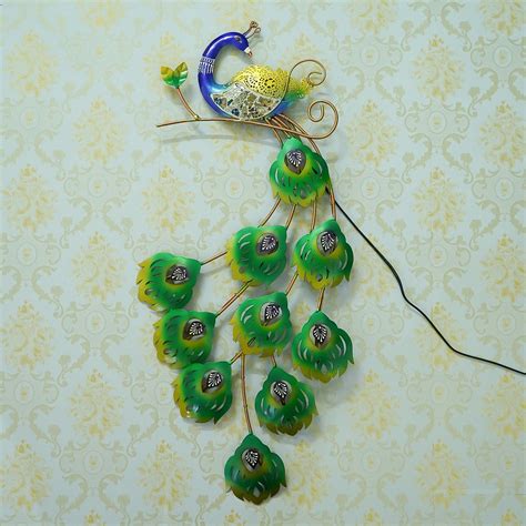 Colorful Dancing Peacock Handcrafted Iron Wall Hanging with background ...