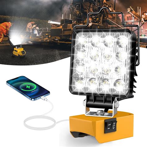 Portable LED Work Light Compatible for Dewalt 20v Battery Powered, 48W ...