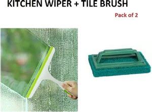 QinPin Combo of Multipurpose Kitchen Cleaner Wiper and Tile Brush Fiber ...
