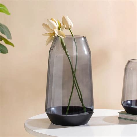 Clear Glass Vase Grey 11 Inch Online - Premium Vase | Nestasia