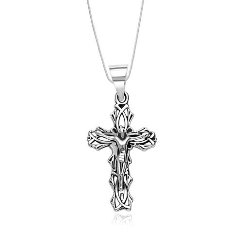 Taraash Sterling Silver Cross Pendant With Chain For Unisex COMBO PDCH 67