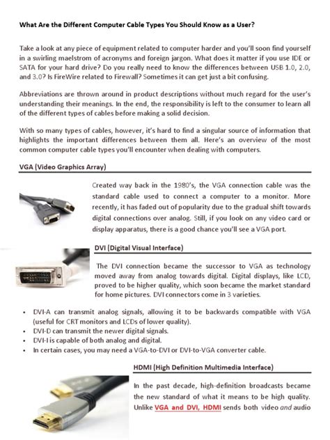 Image result for Computer Cable Types