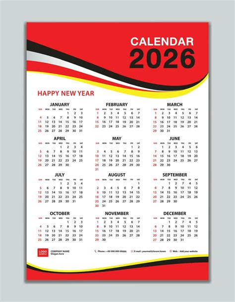 Calendar 2026 Template Planner 2026 Year Wall Calendar 2026 Template ...