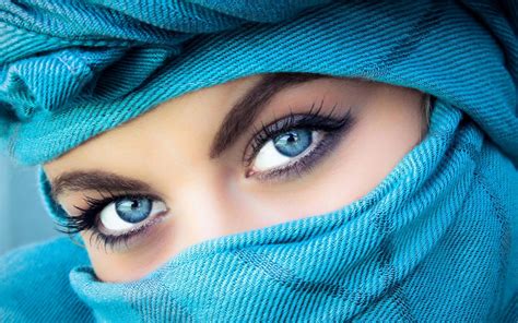 The Intense Stare of Blue Eyes Behind a Scarf