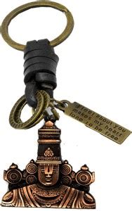 AFH Lord Tirupati Balaji Venkateshwara Copper Metal Leather Key Charm ...