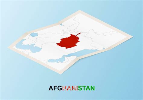 Folded paper map of Afghanistan with neighboring countries in isometric style. 25442996 Vector ...