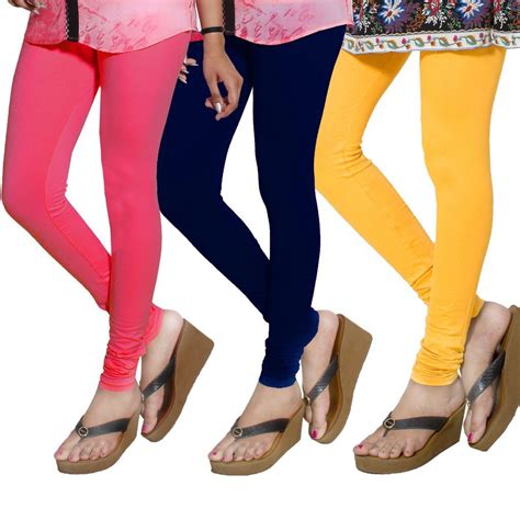 Buy Navdhi Women's Cotton Leggings (Pack of 3) (Chudidaar-171_Multi ...