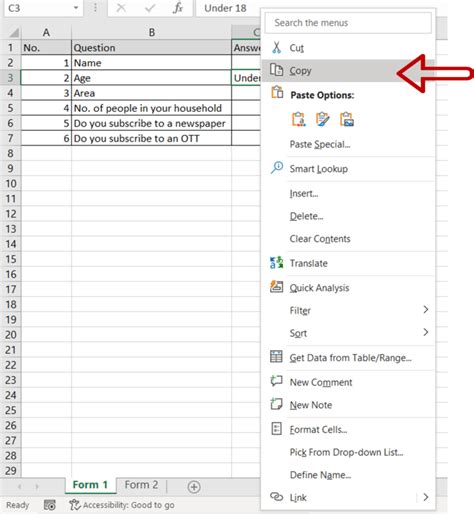 Image result for Excel Copy Pop Up Menu