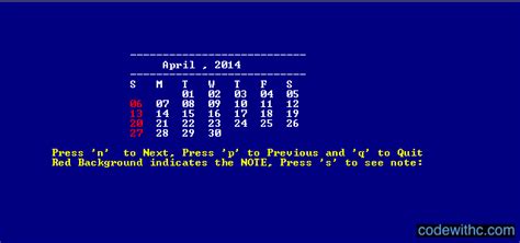 Image result for Coding for a Calendar Using C-language