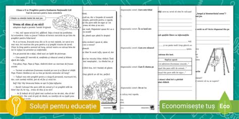 Clasa a II-a: Pregătire EN CLR. Fișă exersare octombrie