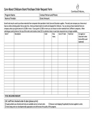 Fillable Online ccpdi usu Care About Childcare Grant Purchase Order ...