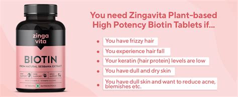 Zingavita Advanced Biotin Tablets | Boosts Keratin Production, Reduce ...