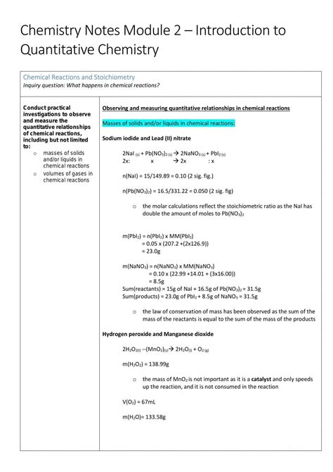 Image result for Quantitative Chemistry Notes