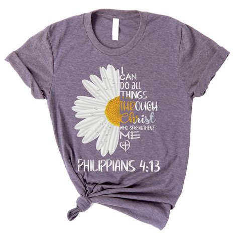 Love in Faith | I Can Do All Things Daisy Short Sleeve | Heather Purple ...