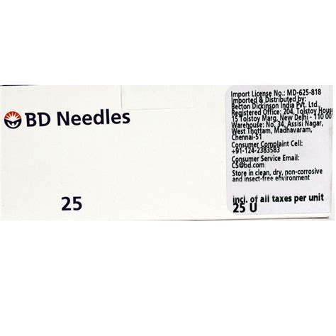 Spinal Needle No 18 BD Price, Uses, Side Effects, Composition - Apollo ...