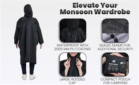 Buy ROCKSPORT Unisex Hooded Rain Poncho for Adult,Waterproof ...