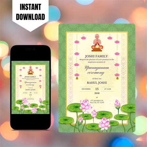Upanayanam Ceremony Invitation Template | Thread Ceremony Invite ...