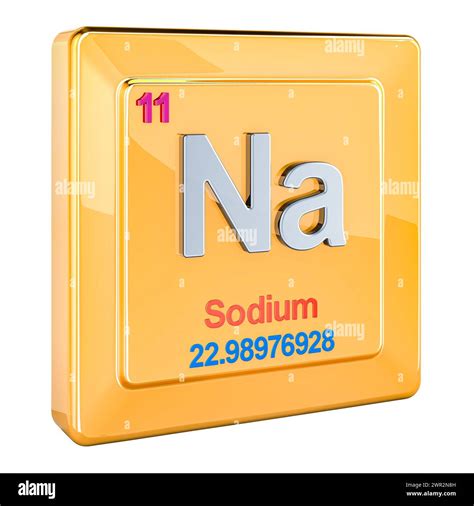 Sodium Na, chemical element sign with number 11 in periodic table. 3D ...